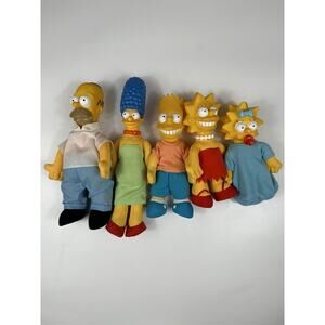 The Simpsons 1990 Plush Dolls Figures Set of 5 Vintage Matt Groening Burger King